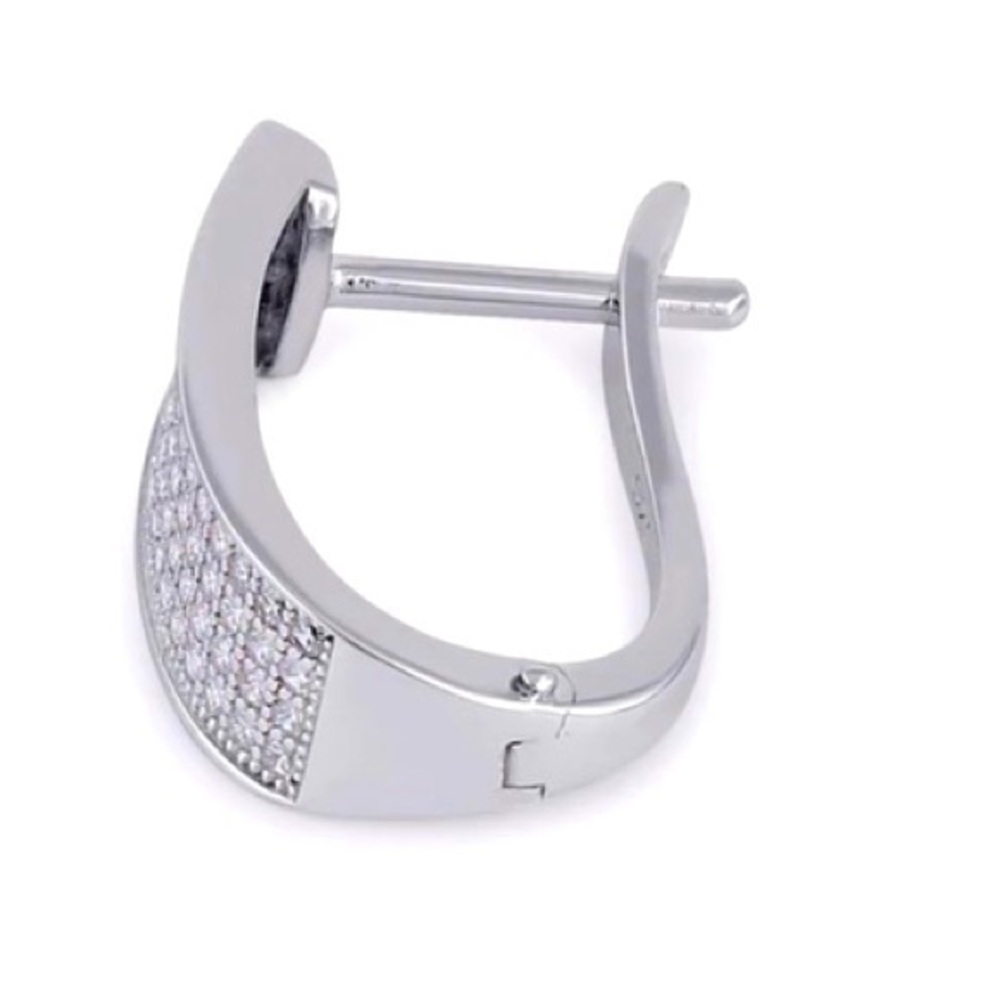 Pure Sterling Silver 925 Clear zirconia Hoop Earrings exclusive European design